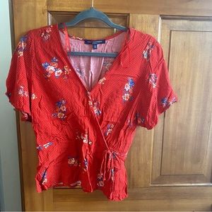 Red floral top